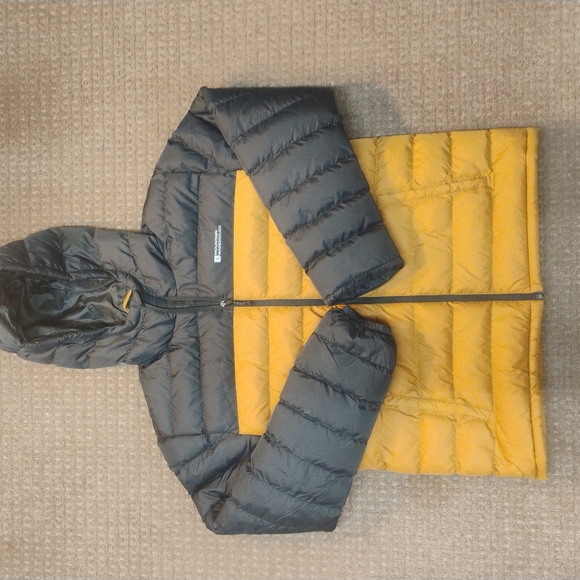 Mountain Warehouse Men’s Hooded Puffer Ski Jacket L Fit Black/Yellow Waterproof - Picture 2 of 10